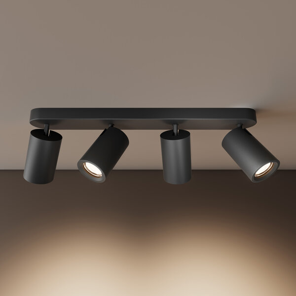 Ledvion LED Deckenstrahler Schwarz 4-licht - Dimmbar - 3W - 4000K - Neigbar
