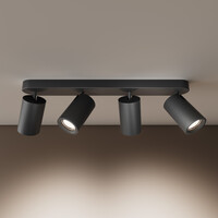 Ledvion LED Deckenstrahler Schwarz 4-licht - Dimmbar - 3W - 6500K - Neigbar
