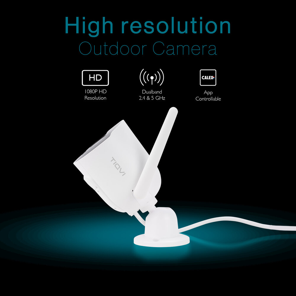 Tiqvi Smart Bullet Außenkamera - WiFi - 1080P - Sicherheitskamera für den Außenbereich