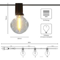 Calex 45m Calex Vista Lichterkette + 3 m Anschlusskabel - IP44 - Koppelbar - 2700K - Inkl. 75 Lampen