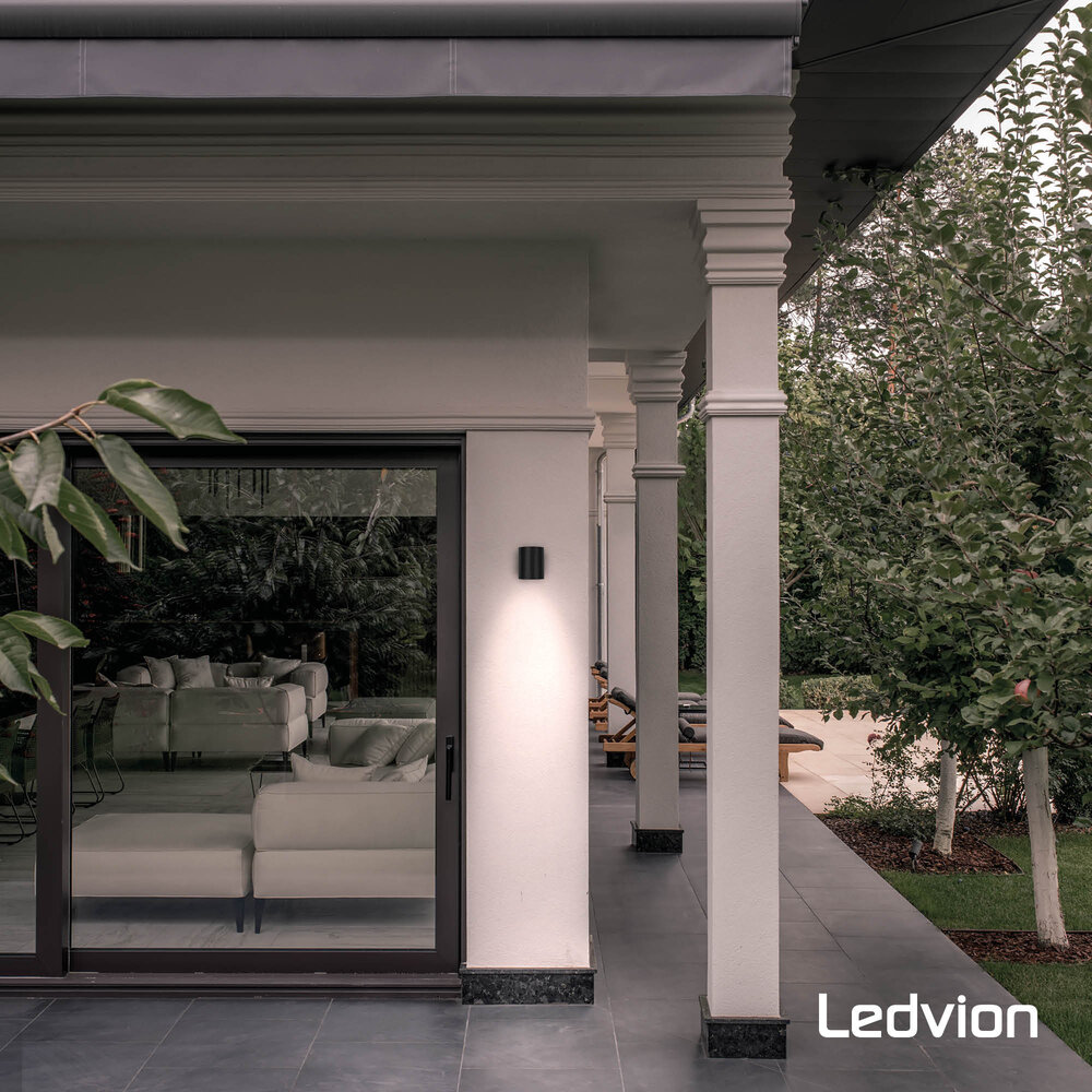 Ledvion Dimmbare LED Wandleuchte - Sacramento - 3W - 2700K - Schwarz