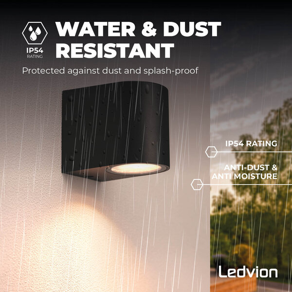 Ledvion Dimmbare LED Wandleuchte - Sacramento - 3W - 2700K - Schwarz
