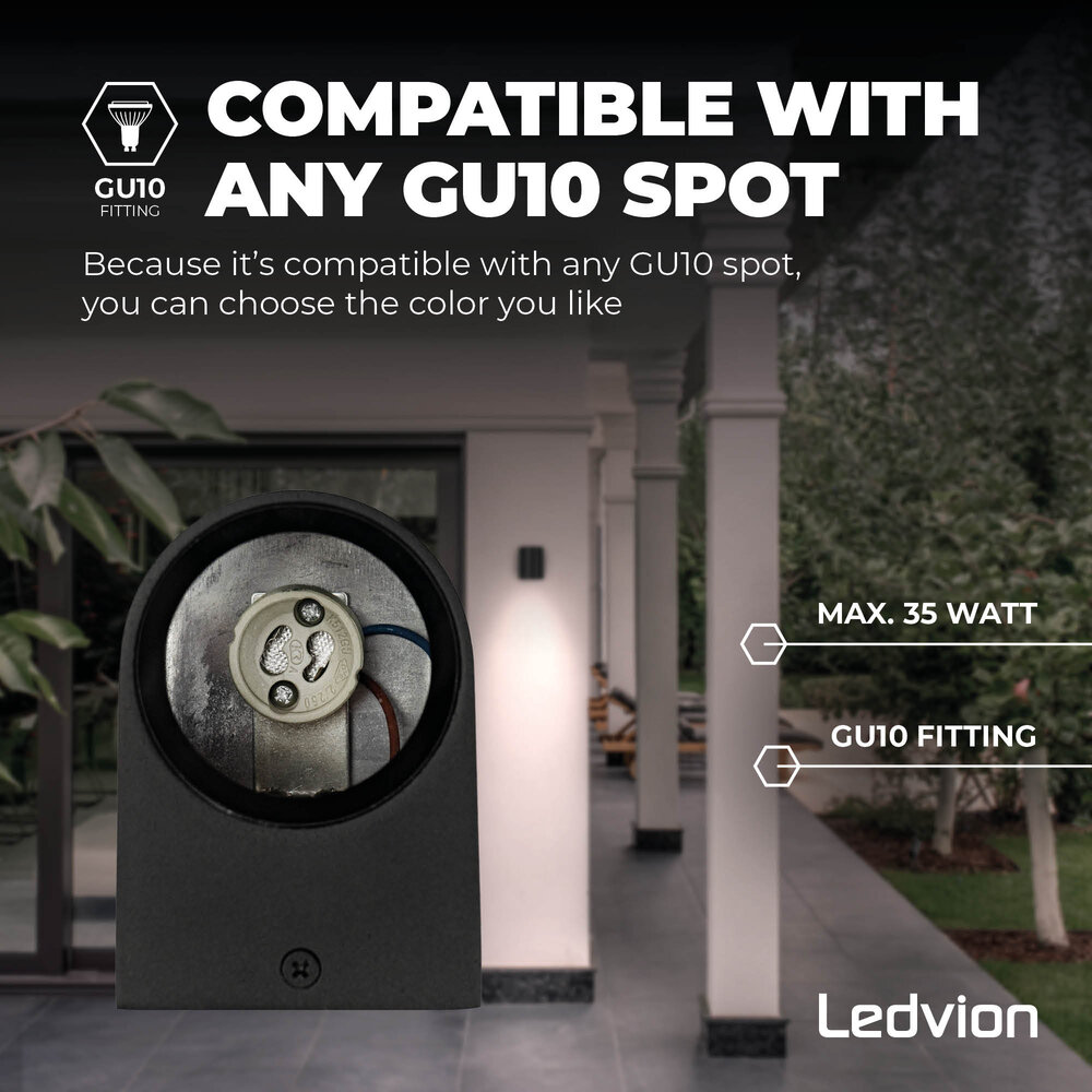 Ledvion Dimmbare LED Wandleuchte - Sacramento - 3W - 2700K - Schwarz