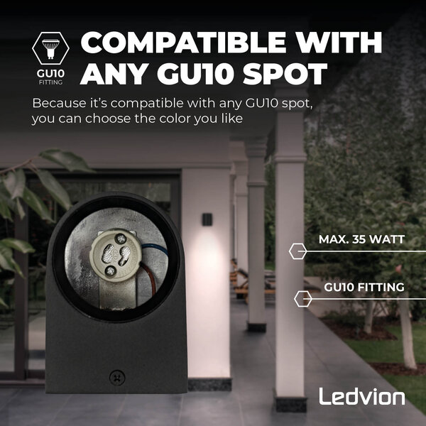 Ledvion Dimmbare LED Wandleuchte - Sacramento - 3W - 2700K - Schwarz