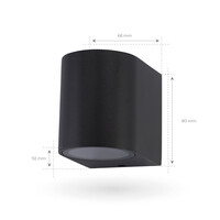 Ledvion Dimmbare LED Wandleuchte - Sacramento - 3W - 2700K - Schwarz