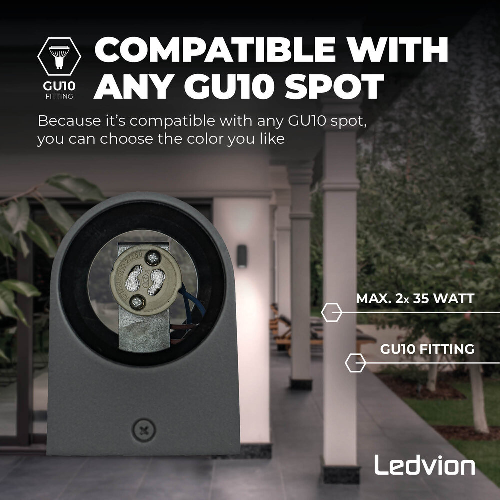 Ledvion Dimmbare LED Wandleuchte - Beidseitig - 3W - 2700K - Anthrazit