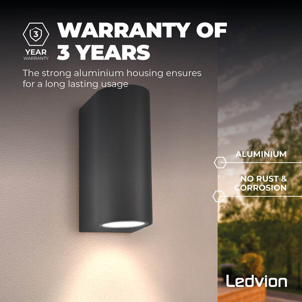 Ledvion Dimmbare LED Wandleuchte - Beidseitig - 3W - 2700K - Anthrazit