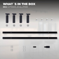 Ledvion 2m LED Schienensystem - 4 Spots - 3W - 2700K - Dimmbar - 1 Phasen - Schwarz