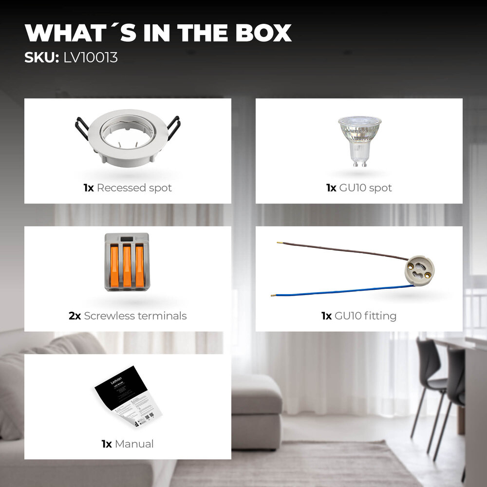 Ledvion Dimmbare LED Einbaustrahler Weiß - Amsterdam - 3W - 2700K - ø82mm