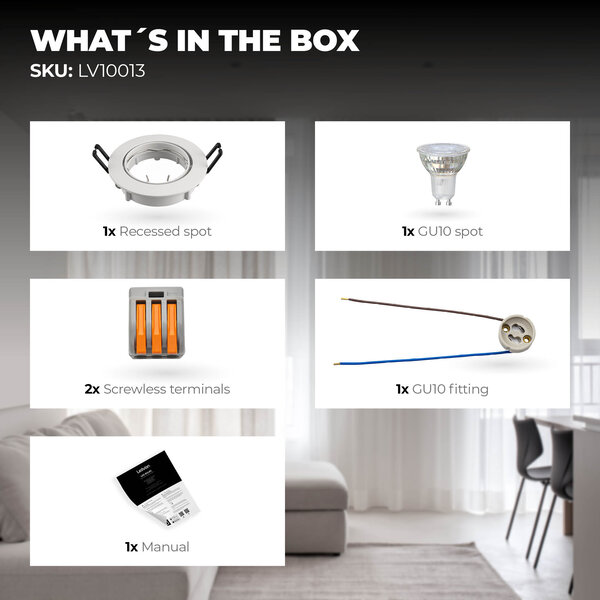 Ledvion Dimmbare LED Einbaustrahler Weiß - Amsterdam - 3W - 2700K - ø82mm