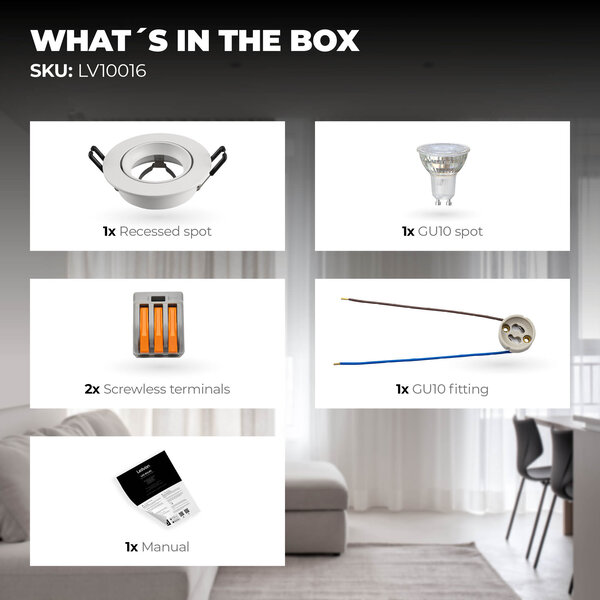 Ledvion Dimmbare LED Einbaustrahler Weiß - Rio - 3W - 2700K - ø85mm