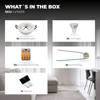 Ledvion Dimmbare LED Einbaustrahler Weiß - Tokyo - 3W - 2700K - ø92mm - 6 Pack