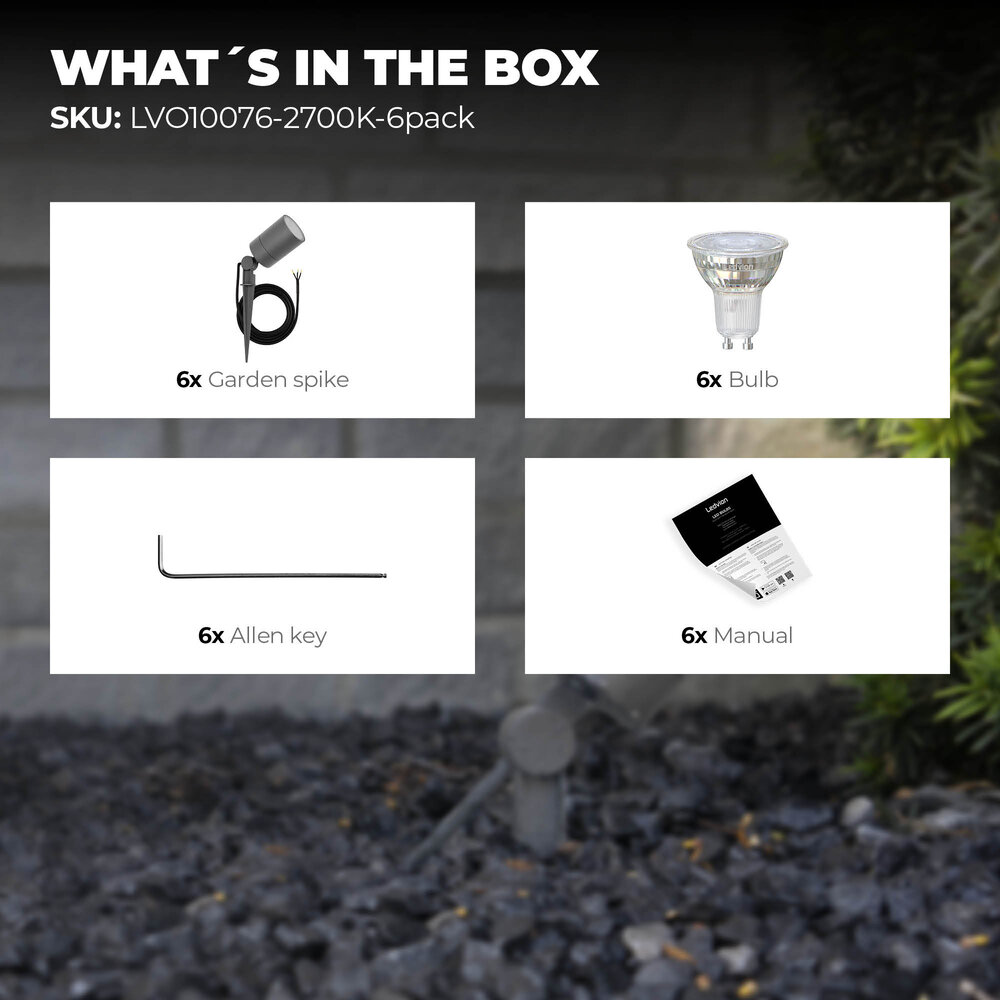 Ledvion 6x LED Gartenstrahler - IP65 - 3W - 2700K - 1M Kabel - Anthrazit