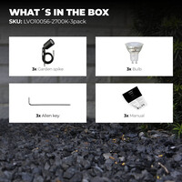 Ledvion 3x LED Gartenstrahler  - IP65 - 3W - 2700K - 1M Kabel - Schwarz