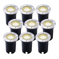 Ledvion 9x LED Bodeneinbaustrahler Rund - IP67 - 3W - 2700K - 1m Kabel