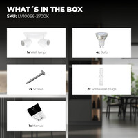 Ledvion LED Deckenstrahler Weiß 4-licht - 3W - 2700K - Neigbar