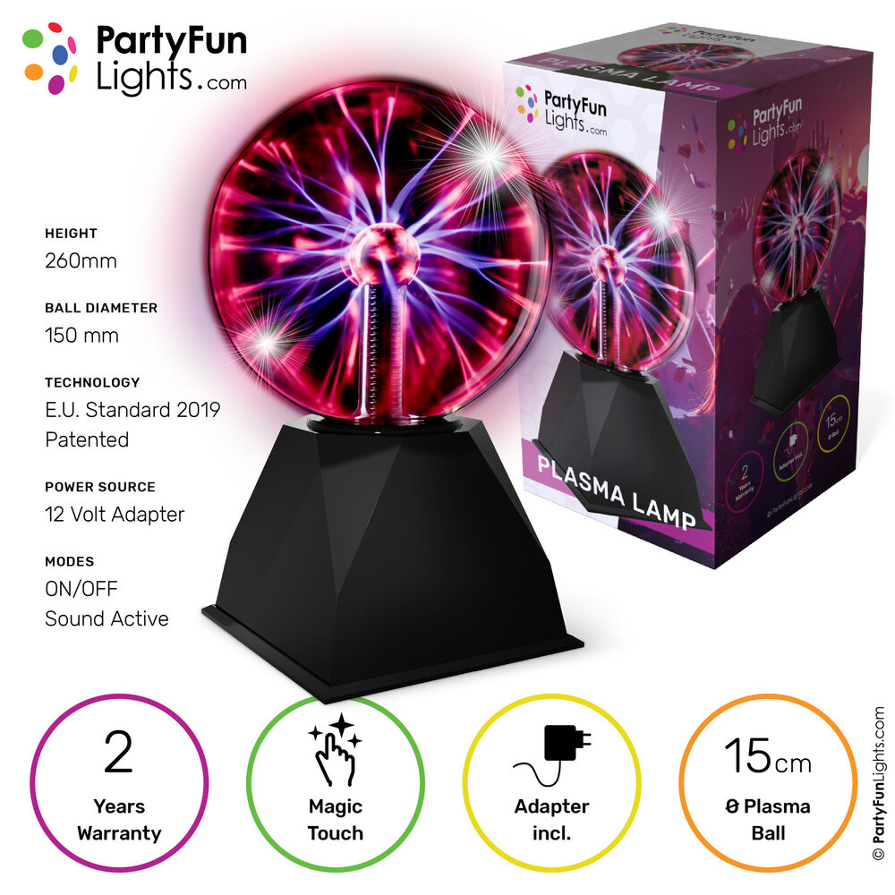 PartyFunLights Plasmakugel-Lampe - 12V-Adapter