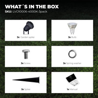Ledvion 3x LED Gartenstrahler Aluminium - IP65 - 3W - 4000K -  1M Kabel