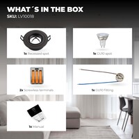 Ledvion Dimmbare LED Einbaustrahler Schwarz - Tokyo - 3W - 4000K - ø92mm