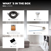 Ledvion Dimmbare LED Einbaustrahler Schwarz - Rio - 3W - 4000K - ø85mm - 6 Pack