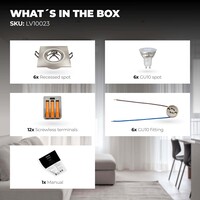 Ledvion Dimmbare LED Einbaustrahler Edelstahl - Sevilla - 3W - 4000K - 92mm - Quadrat - 6 Pack