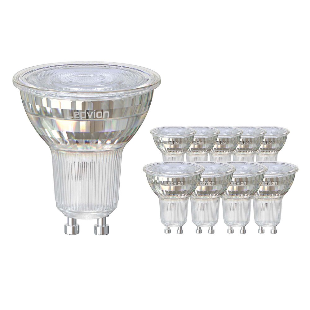 Ledvion 10x Dimmbare GU10 LED Spots - 5W - 345 Lumen - 6500K - Vorteilspackung