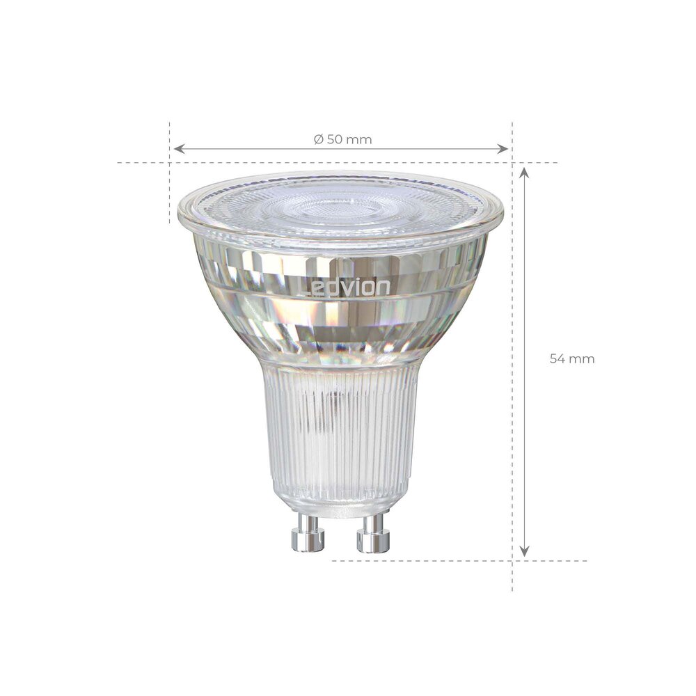 Ledvion 10x Dimmbare GU10 LED Spots - 5W - 345 Lumen - 6500K - Vorteilspackung