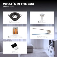Ledvion Dimmbare LED Einbaustrahler Schwarz - Rio - 3W - 6500K - ø85mm - 3 Pack
