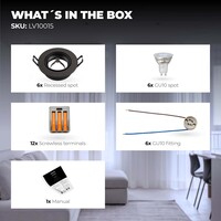 Ledvion Dimmbare LED Einbaustrahler Schwarz - Rio - 3W - 6500K - ø85mm - 6 Pack