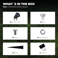 Ledvion 6x LED Gartenstrahler Aluminium - IP65 - 3W - 6500K -  1M Kabel