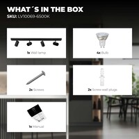 Ledvion LED Deckenstrahler Schwarz 4-licht - 3W - 6500K - Neigbar