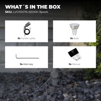 Ledvion 9x LED Gartenstrahler - IP65 - 3W - 6500K - 1M Kabel - Anthrazit