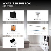 Ledvion Dimmbare LED Aufbaustrahler - Quadratisch - Schwarz - 5W - 6500K - Kippbar - IP20
