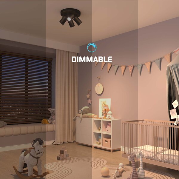 Ledvion LED Deckenstrahler Schwarz 4-licht - Dimmbar - 3W - 2700K - Neigbar
