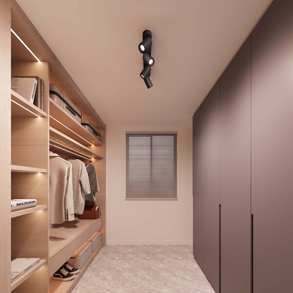 Ledvion LED Deckenstrahler Schwarz 4-licht - Dimmbar - 3W - 2700K - Neigbar
