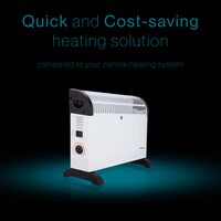 Tiqvi Konvektorheizung - 2000W - Bis zu 25 m² - Einstellbarer Thermostatknopf - Weiß