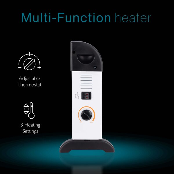 Tiqvi Konvektorheizung - 2000W - Bis zu 25 m² - Einstellbarer Thermostatknopf - Weiß