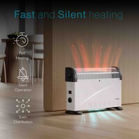 Tiqvi Konvektorheizung - 2000W - Bis zu 25 m² - Einstellbarer Thermostatknopf - Weiß