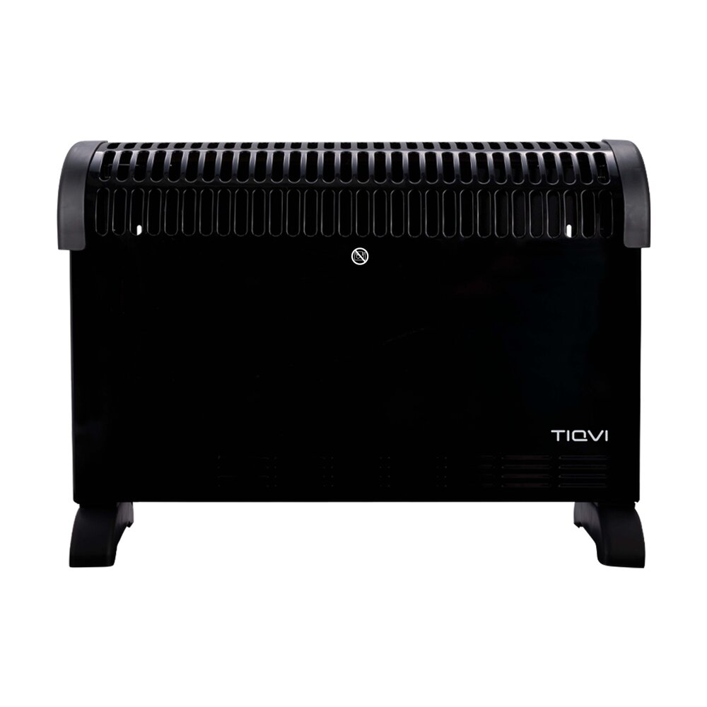 Tiqvi Konvektorheizung - 2000W - Bis zu 25 m² - Einstellbarer Thermostatknopf - Schwarz