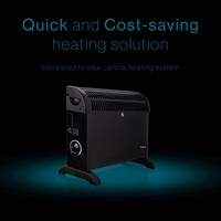 Tiqvi Konvektorheizung - 2000W - Bis zu 25 m² - Einstellbarer Thermostatknopf - Schwarz
