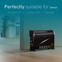 Tiqvi Konvektorheizung - 2000W - Bis zu 25 m² - Einstellbarer Thermostatknopf - Schwarz