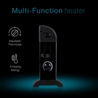 Tiqvi Konvektorheizung - 2000W - Bis zu 25 m² - Einstellbarer Thermostatknopf - Schwarz