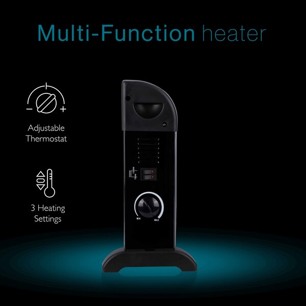 Tiqvi Konvektorheizung - 2000W - Bis zu 25 m² - Einstellbarer Thermostatknopf - Schwarz