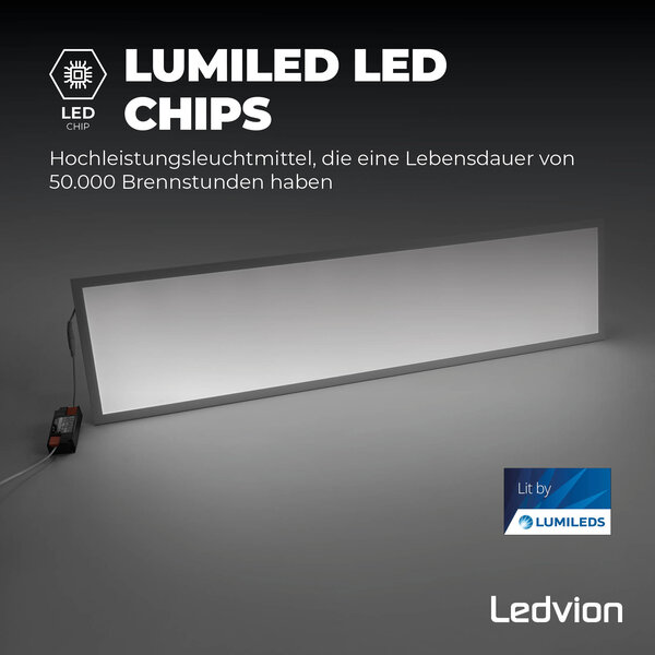 Ledvion Lumileds LED Panel 120x30 - 36W - 4000K - 4500 Lumen (125 lm/W) - UGR <22 - 5 Jahre Garantie - Inkl. dimmbarem LED Treiber