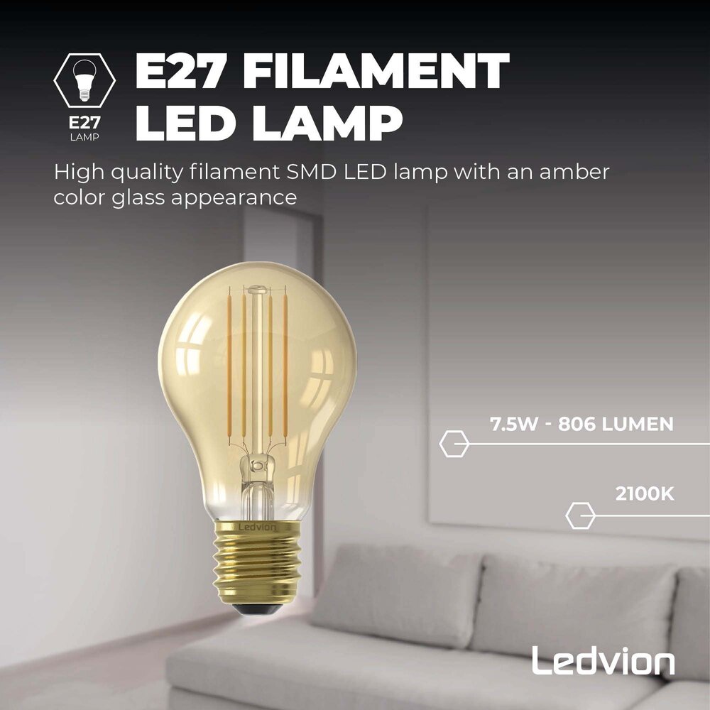 Ledvion Moderne Wandleuchte Außen - 7,5W - 2100K - IP44 - Schwarz