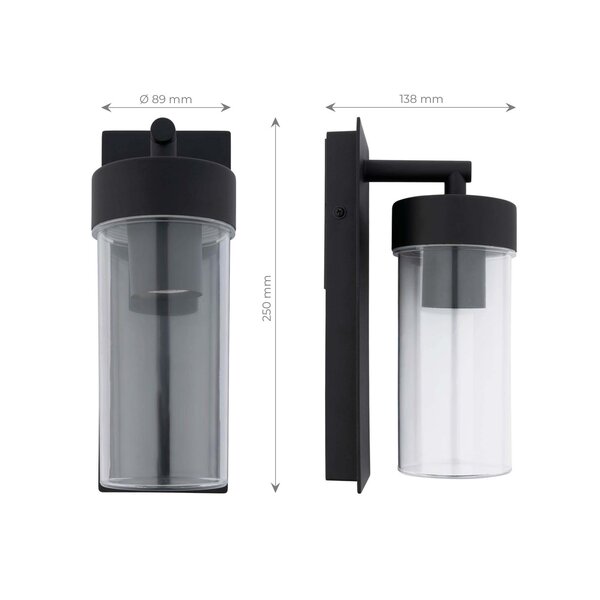 Ledvion Moderne Wandleuchte Außen - 7,5W - 2100K - IP44 - Schwarz