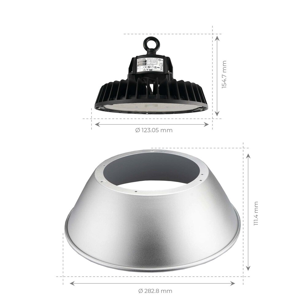 Ledvion LED Hallenstrahler 100W mit Reflektor - Philips Driver - 90° - 175lm/W - 4000K - IP65 - Dimmbar - 5 Jahre Garantie - GS-geprüft