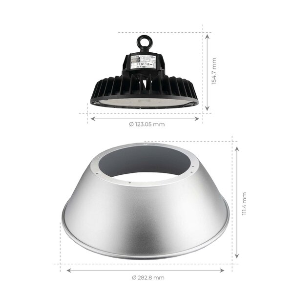 Ledvion LED Hallenstrahler 100W mit Reflektor - Philips Driver - 90° - 175lm/W - 4000K - IP65 - Dimmbar - 5 Jahre Garantie - GS-geprüft