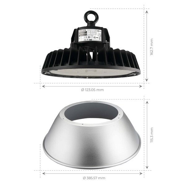 Ledvion LED Hallenstrahler 150W mit Reflektor - Philips Driver - 60° - 175lm/W - 4000K - IP65 - Dimmbar - 5 Jahre Garantie - GS-geprüft