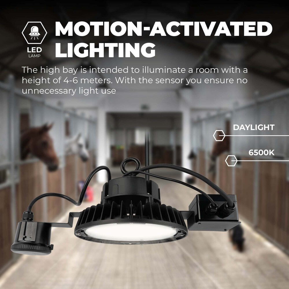 Ledvion LED Hallenstrahler 150W mit Sensor - Philips Driver - 120° - 175lm/W - 6500K - IP65 - Dimmbar - 5 Jahre Garantie - GS-geprüft